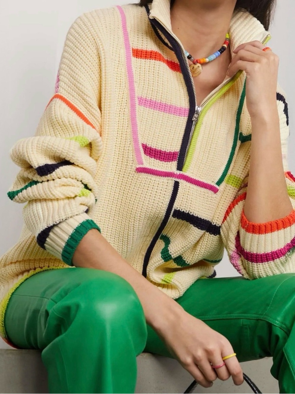 Staud Colorful Zip up Sweater